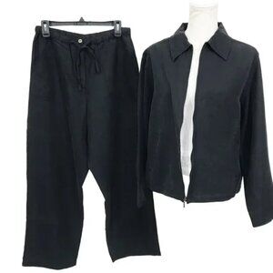 Vintage 90s Y2K Pants Jacket 2 Piece Set Black 10